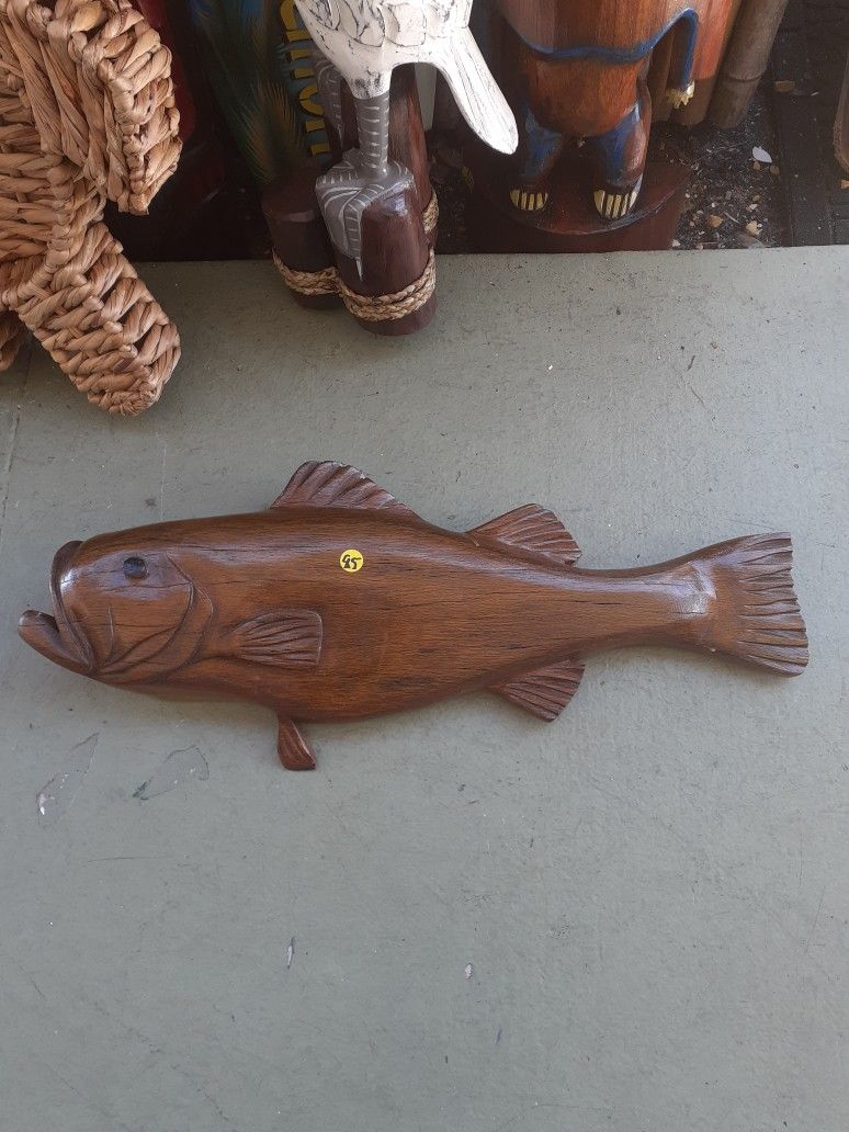 Large Carved Wooden Fish Wall Art