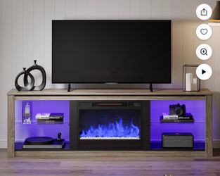 Electric Fireplace TV Stand with LED Lights