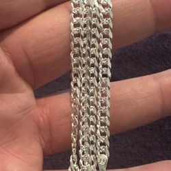 Solid 925 Silver Curb Cuban 