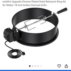 onlyfire Upgrade Chrome Plated Steel Rotisserie Ring Kit for Weber 18 Inch Kettle Charcoal Grills