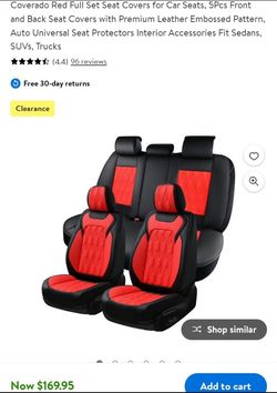 Coverado Red Full Set Seat Covers for Car Seats, 5Pcs Front and Back Seat Covers with Premium Leather Embossed Pattern, Auto Universal Seat Protectors