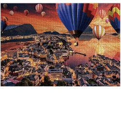 2000 Pieces Jigsaw Puzzles for Adults Teens, Hot Air Balloon at Sunset Puzzle Game Challenging Fun Gift Dedoration Stress Relief Game 27.6" L x 39.4" 