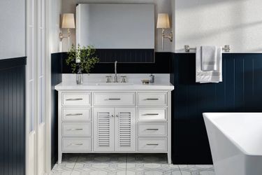 Cabinet Color White Cabinet Material Wood Counter Top Type Pure White Quartz Counter Top Sink Mount Undermount Counter Top Faucet Wide Spread 8 in. Wi