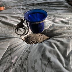 Decorative Glass And Silver Metal Candle Holder 