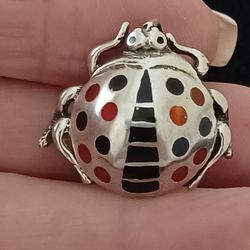Vtg.sterling Silver " Lady BUG" DOMED PENDANT