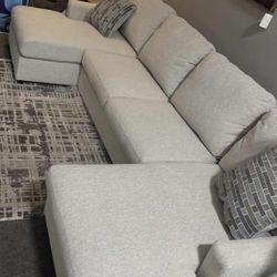 Edenfield Ivory U Shaped Sectional Sofa With Double Chaise /P