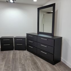 Cómoda Con Espejo Y 2 Mesas De Noche 