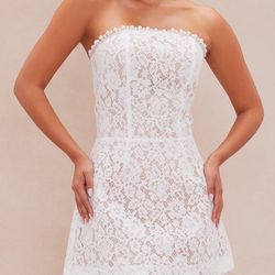 Fashion Novva Dress White, Lace With Pearls 