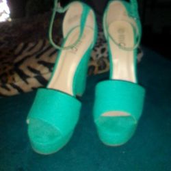 Green Platform Heels