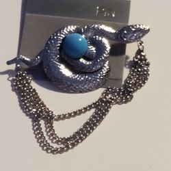 Snake With Small Chains Brooch Jewelry Pin 
