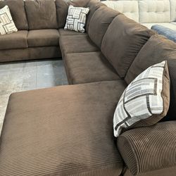 Large 3pc Chocolate Corduroy Sectional