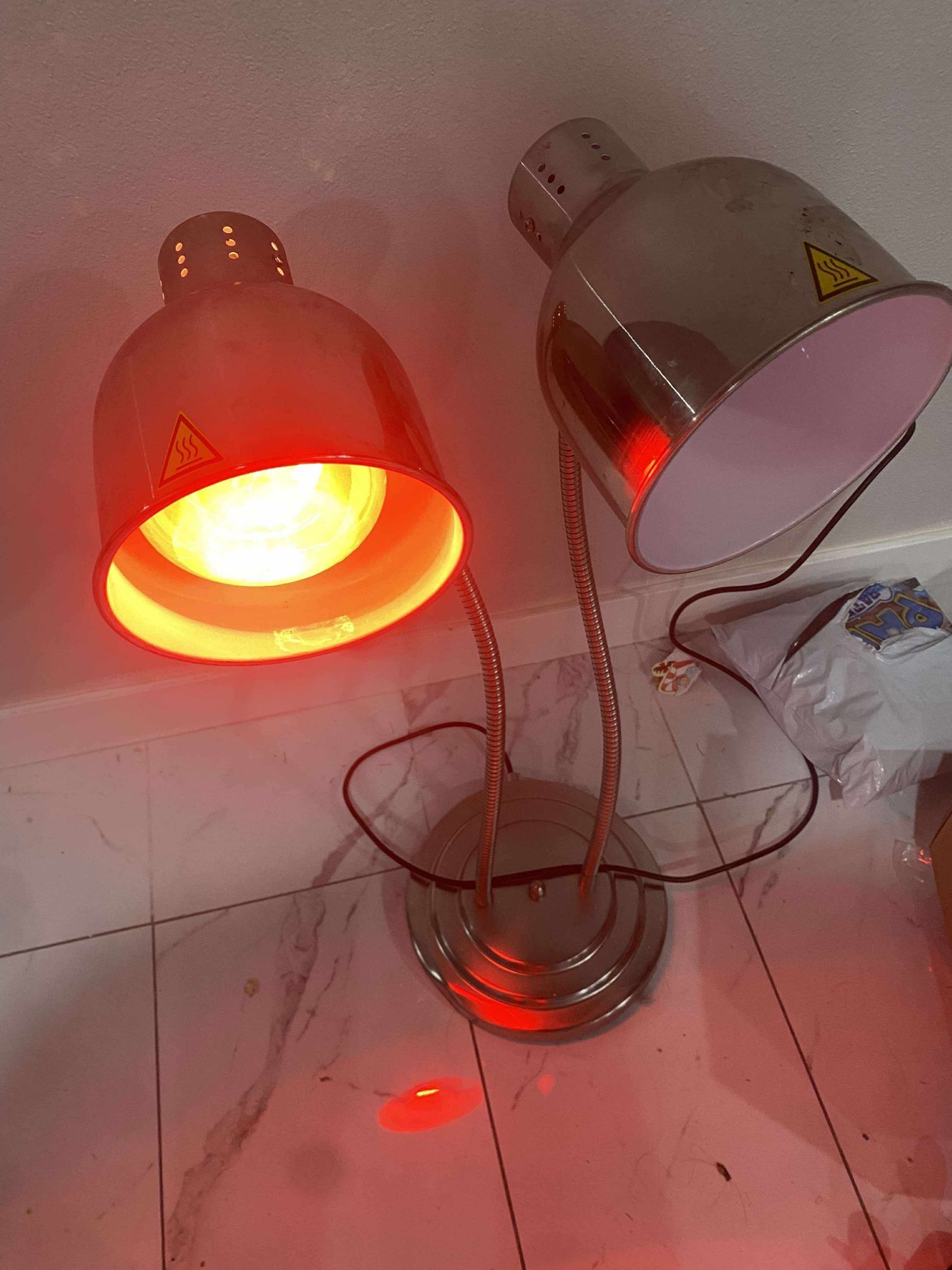Commercial Food Heat Lamp with Dual Heads Electric Warmer Restaurant Kitchen