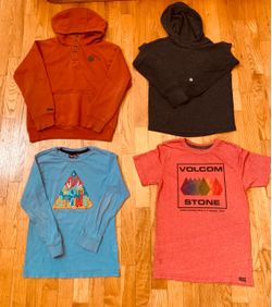 Volcom Boys Size 7/8 Clothing Bundle 4pc: Hoodies, Long & Short Sleeve Tees Tops