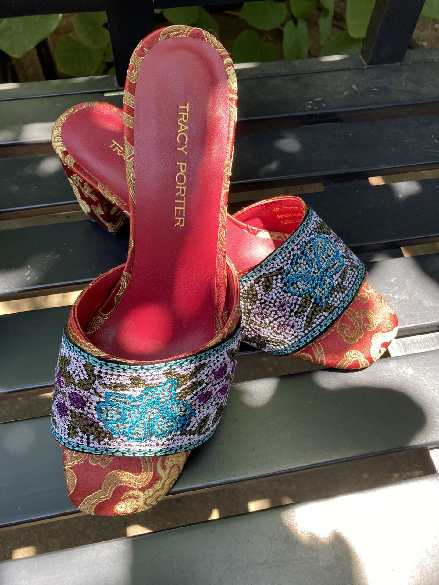 New Designer Heels Sandals Mules With Needlepoint Application 