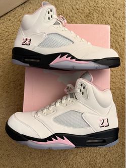 Size 10.5 (Worn once, comes with original box) - Air Jordan 5 retro medium soft pink
