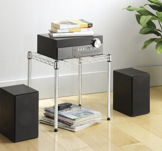 Whitmor Wire Shelving Unit, Metal Storage Shelves, Stacking Shelf with Basket, Easy Assembly Home Organizer for Pantry, Kitchen, Garage, Plant