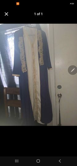 Navy Blue Kaftan with Gold Embroidery