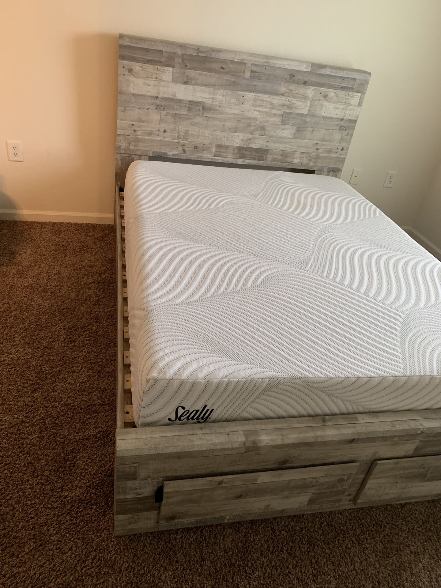 Queen bed mattress and frame