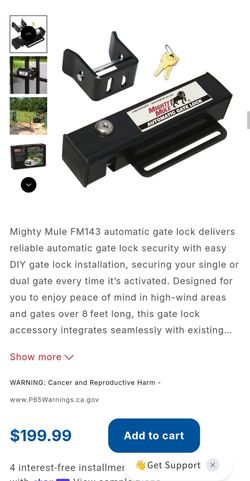Mighty Mule 
Automatic Gate Latch and Lock for Swing Gate Openers
