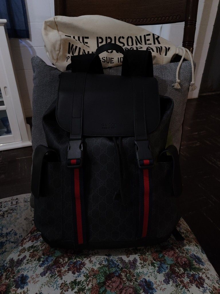 GG Black Supreme Monogram Backpack