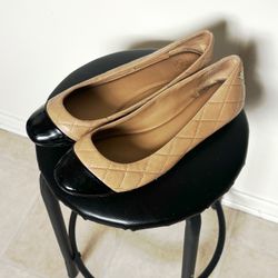 Ann Taylor Beige Quilted Ballet Flats (Sz 9.5)