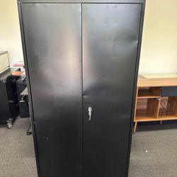 Metal Cabinet, 72” Black Tool Steel Locking Cabinet with Doors and 4 Shelves,(scratch and damage)