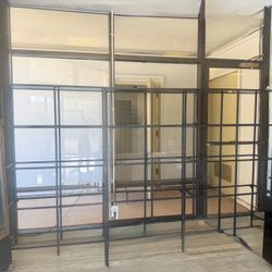 3 pc Steel Frame lighted  Glass Wall Partition System