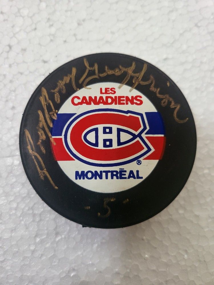 Bernie "Boom Boom" Geoffrion signed puck