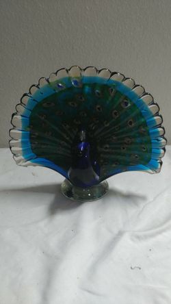 Vintage blown glass peacock