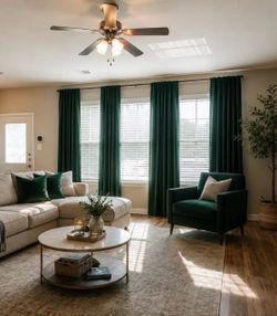 Emerald green velvet curtains