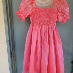 DRESS BABY DOLL STYLE CORAL PINK