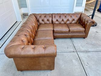 Pottery Barn Chesterfield 3-Piece Leather Sectional