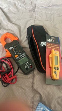 Klein Tools CL320 HVAC Digital Clamp Meter. And folding pocket thermometer