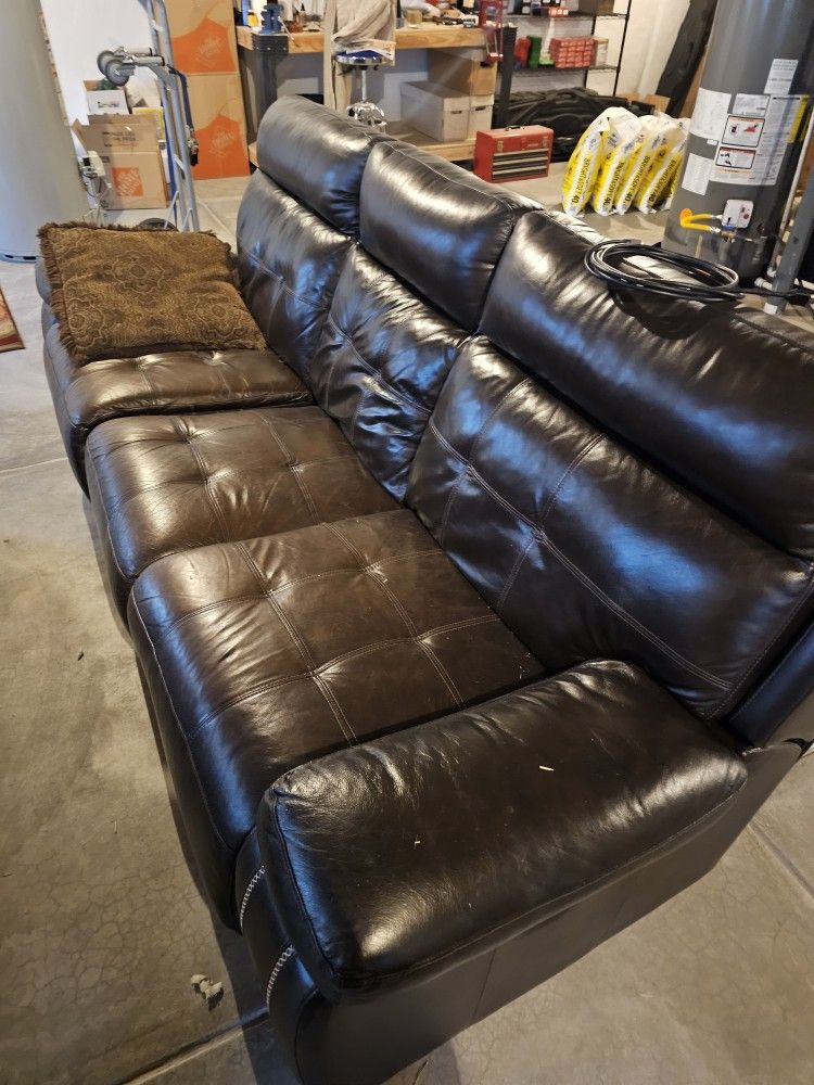 Reclining Leather Sofa and Loveseat
