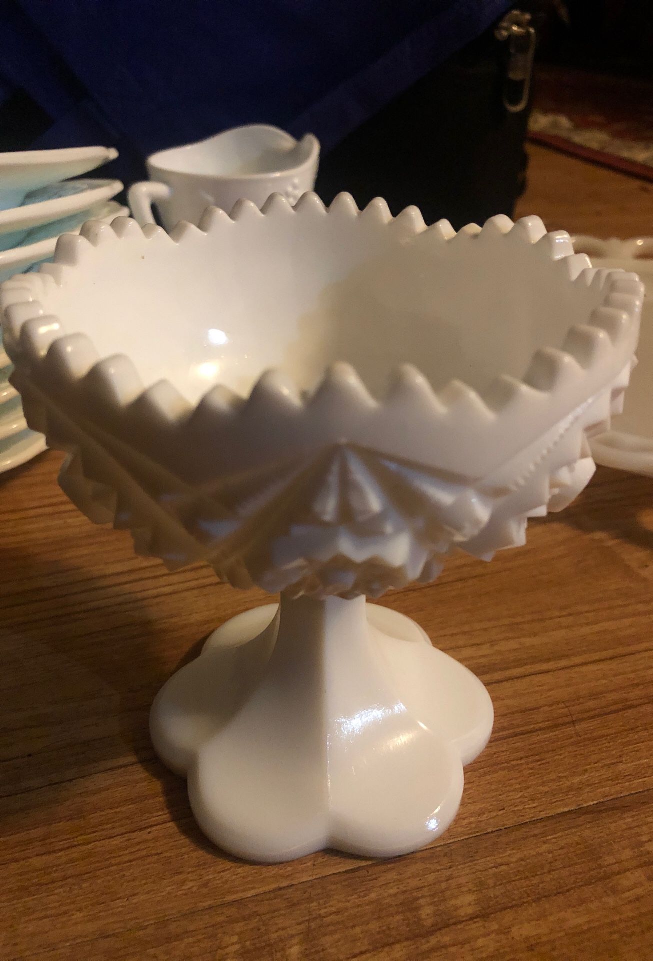 Fenton milk glass hobnob Candy dish are whatever you want to put in it