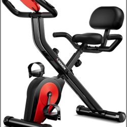 Foldable Exercise Bike, Low Noise Stationary Bikes For Home, Compact Indoor Cycling Bike With Adjustable Magnetic Resistance, 300lbs Capacity 6.6lbs F