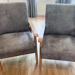 Grey Faux Suede Armchairs 