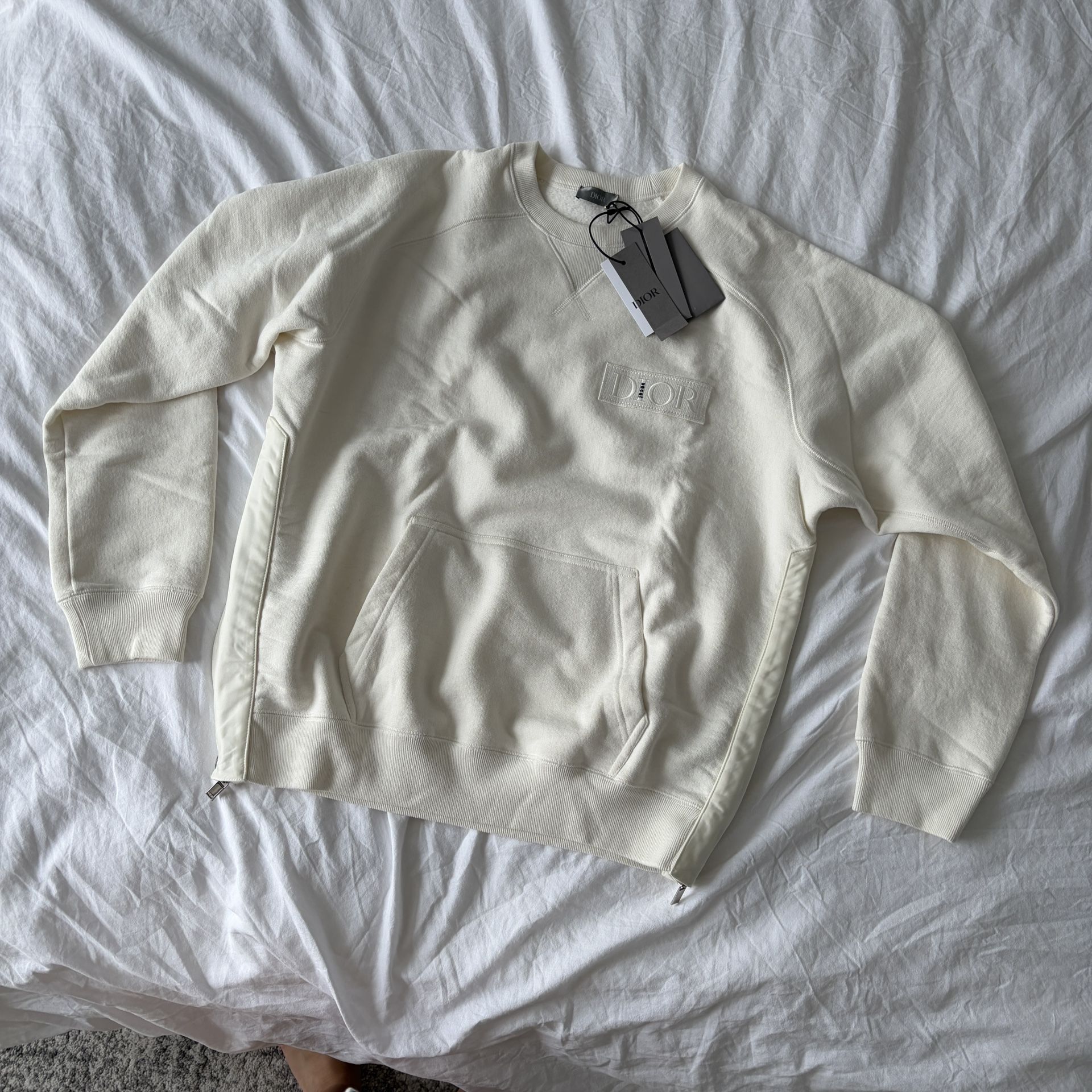 BNWT CHRISTIAN DIOR x SACAI Men’s Ivory Cream Pullover Heavyweight L Limited Edition $2000
