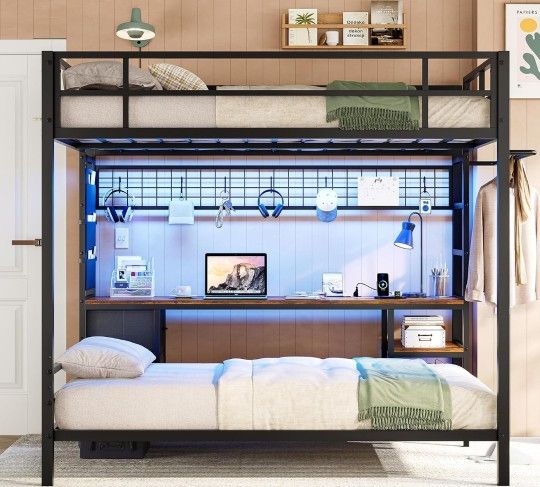 Full Over Twin Bed With Desk