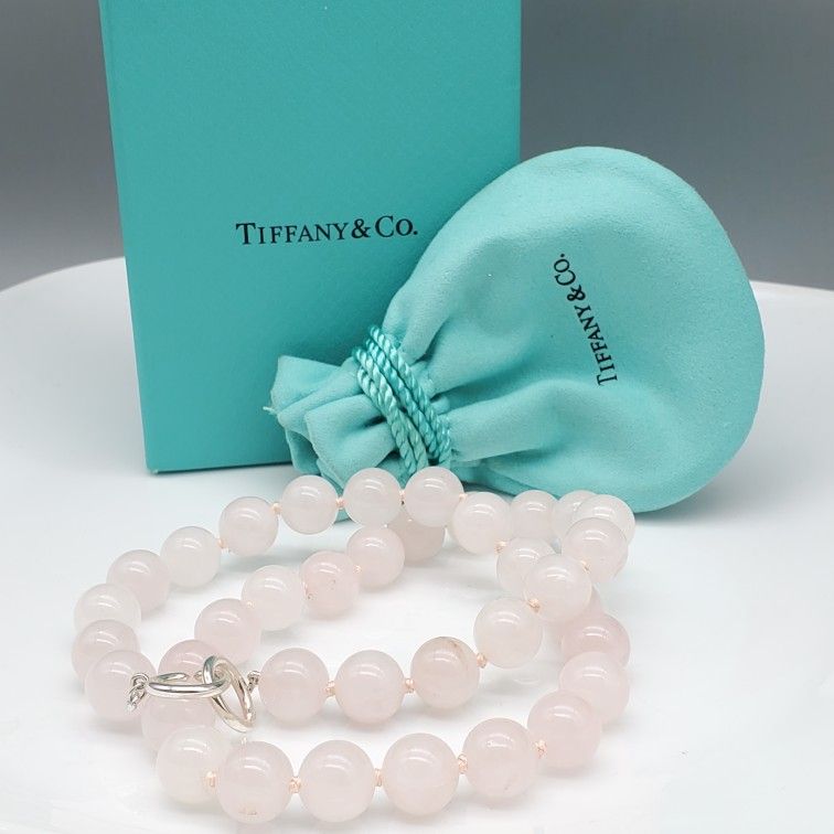Tiffany&Co. Sterling Silver Rose Quartz Beaded Necklace