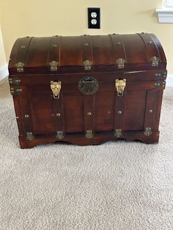 Wooden Dome-Top Storage Trunk