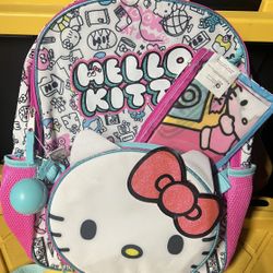 Hello Kitty Backpack With Clear And String Bag