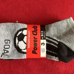 POWER CLUB MENS ANKLE SOCKS Soccer Ball GOAL Gray - 3 Pair -  Size 9 - 11