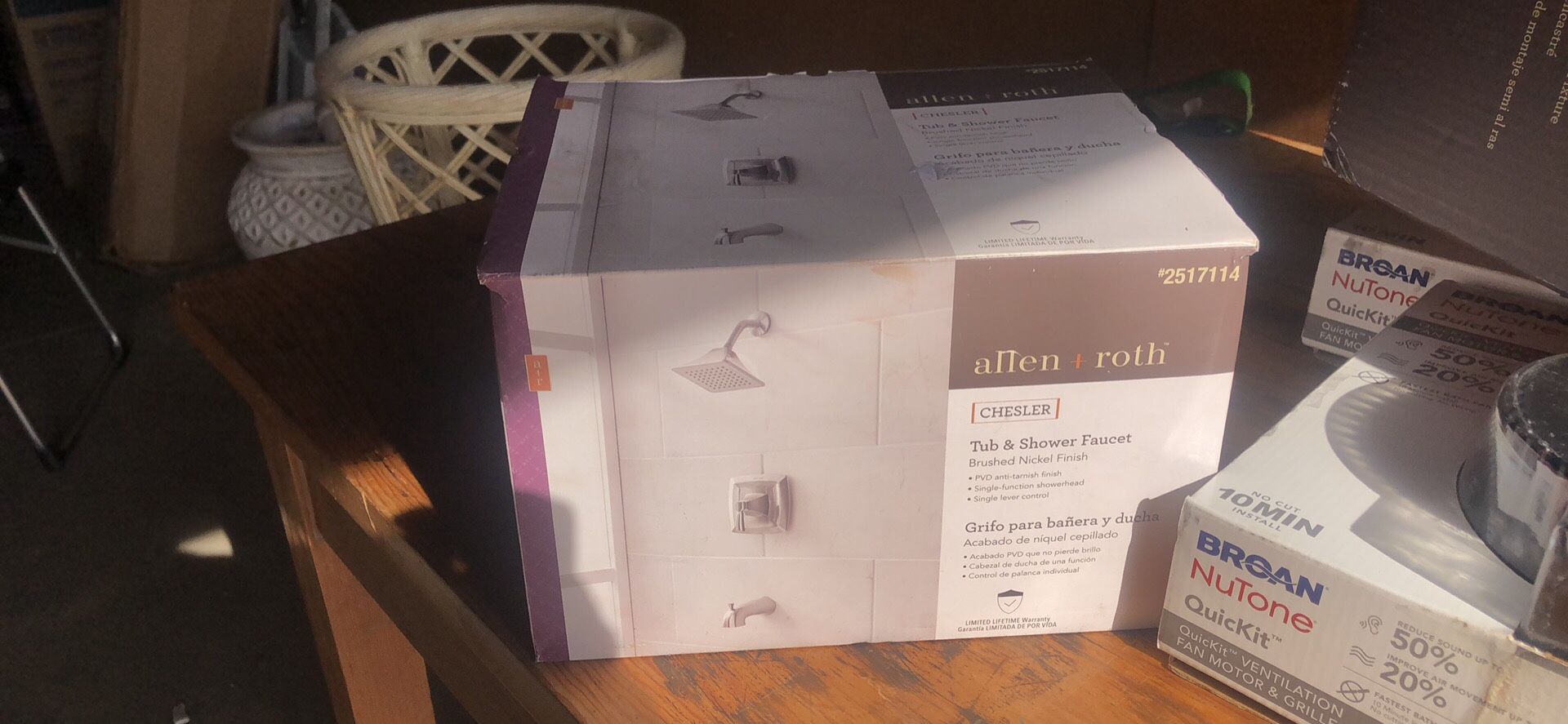 Allen Roth Chesler Brushed Nickel 1-Handle Bathtub and Shower Faucet with Valve