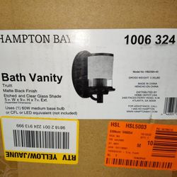 Hampton Bay Bathroom Vanity Wall Sconce Light Fixture In Matte Black
