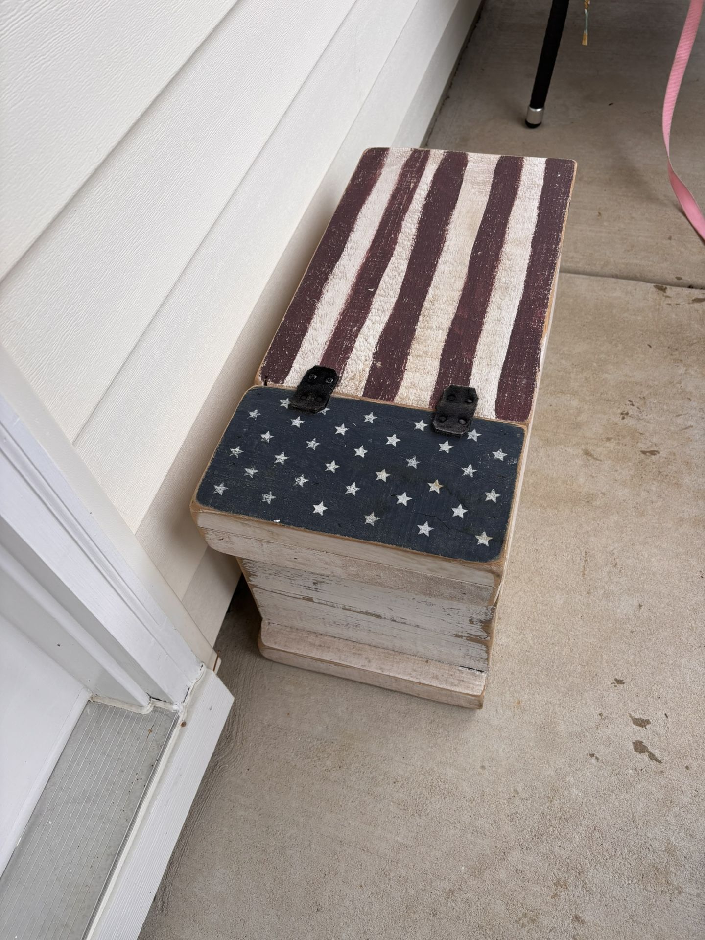 Solid Wood Decorative Americana Storage Box Or Bench
