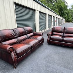 Brown Leather Sofa & Loveseat 