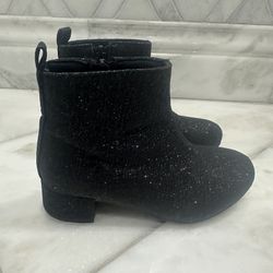 Size 11 Toddler Girl Black Glitter Ankle Booties