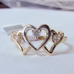 14K Gold & Case Heart Ring