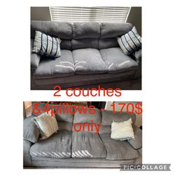 2 Couches And 4 Pillows - Only $150